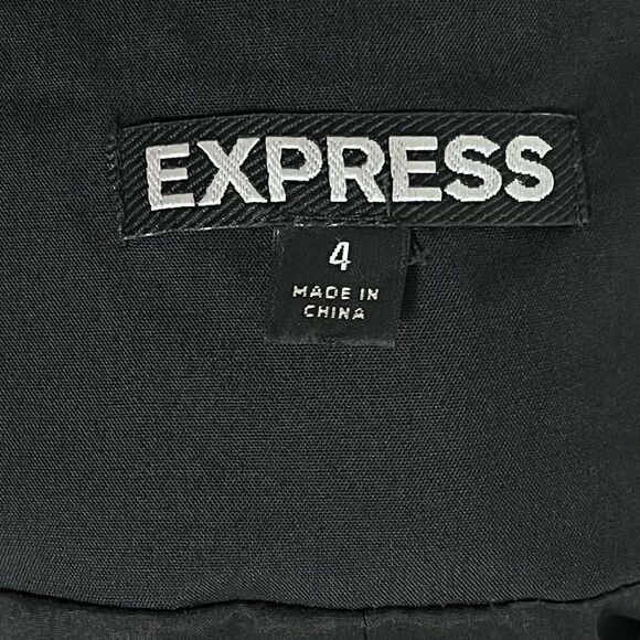 EXPRESS Wool Blend Fall Skirt Black Chevron Knee Length Pencil Skirt Sz 4 - Picture 7 of 9